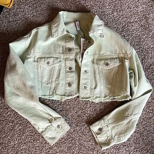 Zara Pastel Green Denim Jacket